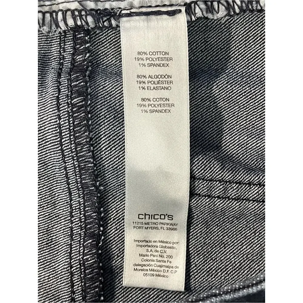 Chico's Platinum Crop Jean Capris Women's Size 1 (S/8) Blue Cuffed Festive Beach